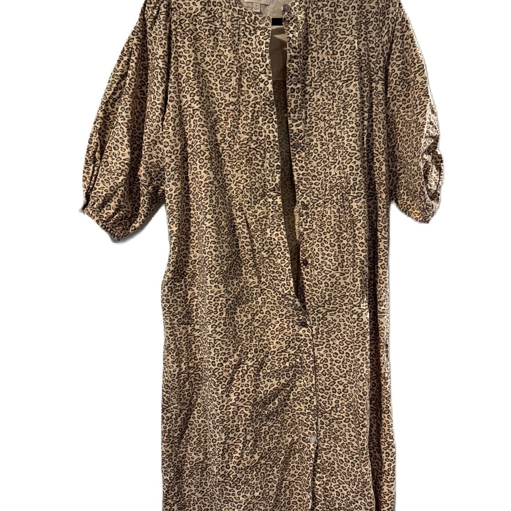 Pink Chicken Leopard Print Midi Dress Sz M